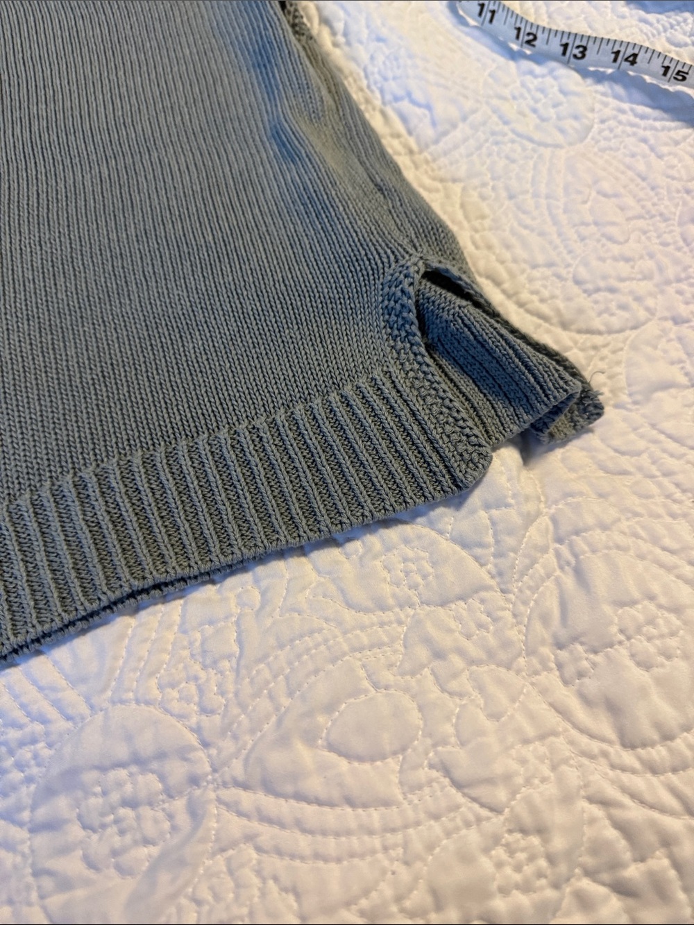 Max Studio Light Gray Open-Knit Yoke Crew Sweater - Picture 5 of 7